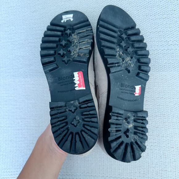 Blondo Grey Beige + Black Waterproof Suede Ankle Boot Size 10 - Picture 4 of 7